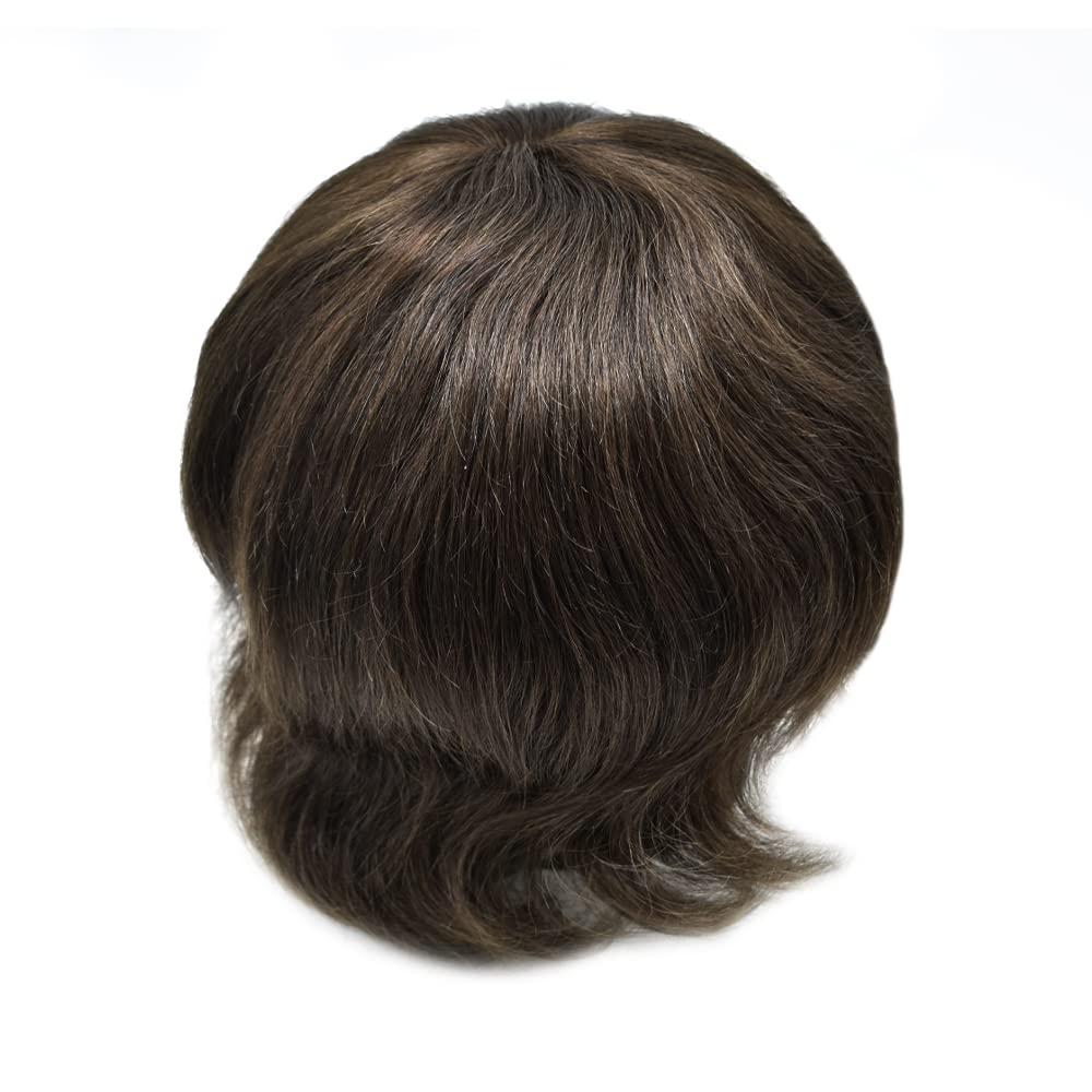 Hair Wonders Full Swiss Lace Mens Hair System Human Hair Mens Toupee Hair Pieces For Men Hair Toupee For Men Hair Replacement System For Men8x10 light to Medium density2# DARKEST BROWN