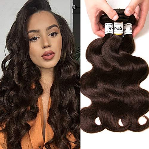 Ornate Hair Dark Brown Bundles Human Hair 3 Bundles Brazilian Body Wave Hair Extension Virgin Hair 100% Human Hair Double Weft Weave Bundles Dark Brown Color #2(14 16 18 Inch)……