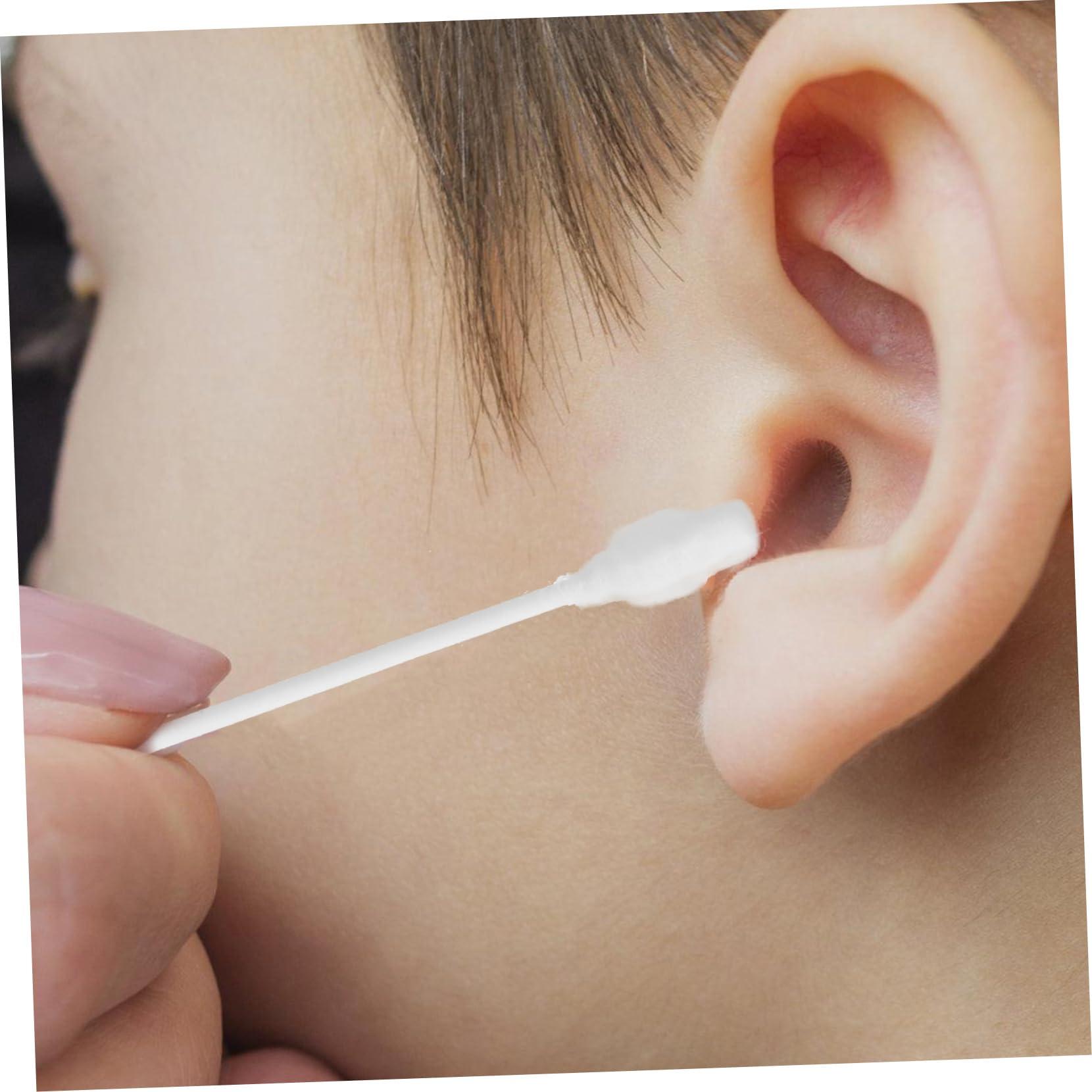 GLEAVI 100pcs Double Ended Cotton Wwabs Ear Wax Cotton Swab Baby Safety Cotton Bud Stick Swab Baby Ear Wax Cleaner Toddler Cotton Swab Large Tips Design Swab Ear Cotton Stick Earpick Swab