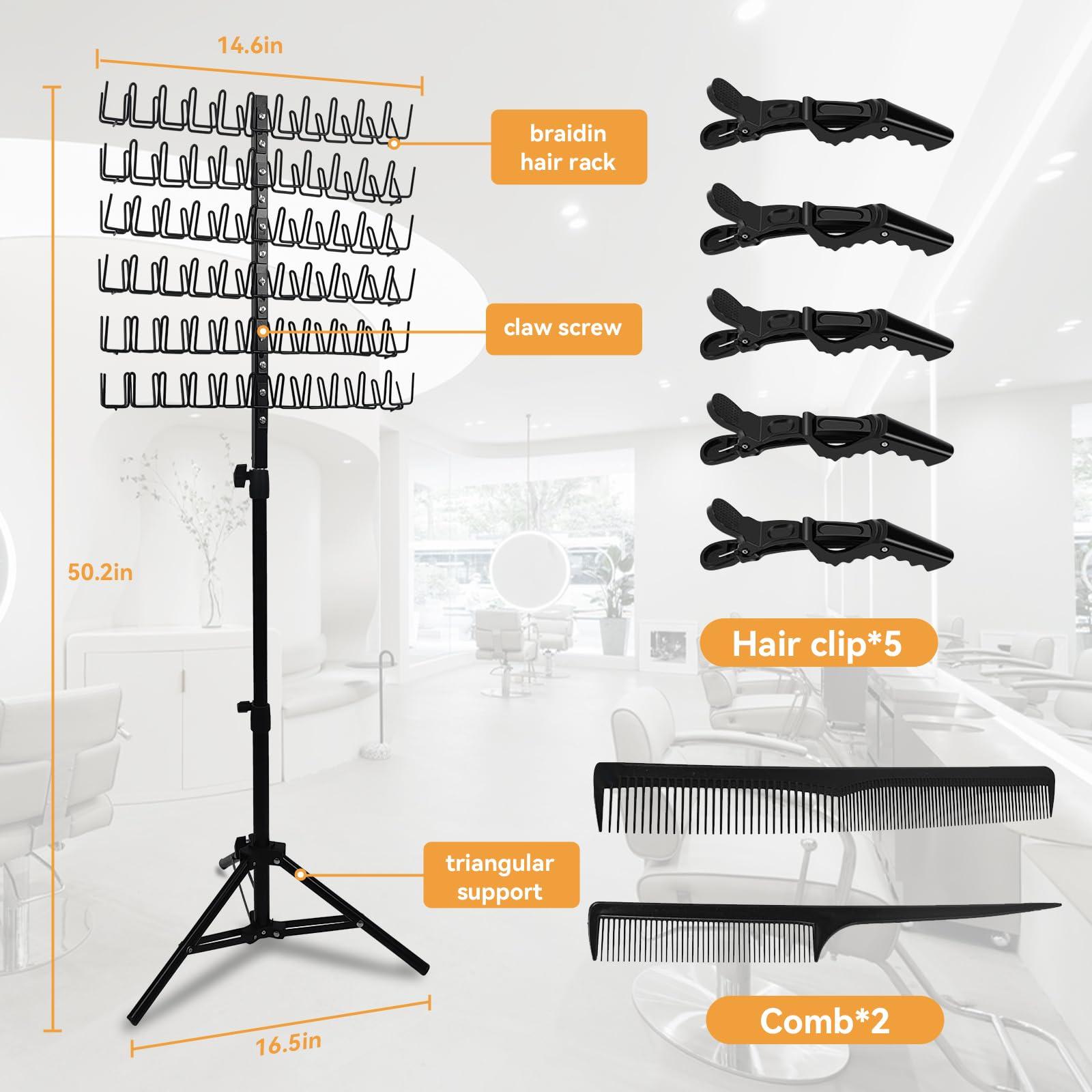 BRIAN & DANY BRIAN & DANY Braiding Hair Rack, Height Adjustable Braiding Rack with 120 Pegs, 2-Side Metal Hair Holder for Braiding Hair, Hair Stand with Stylist Hair Braiding Tools