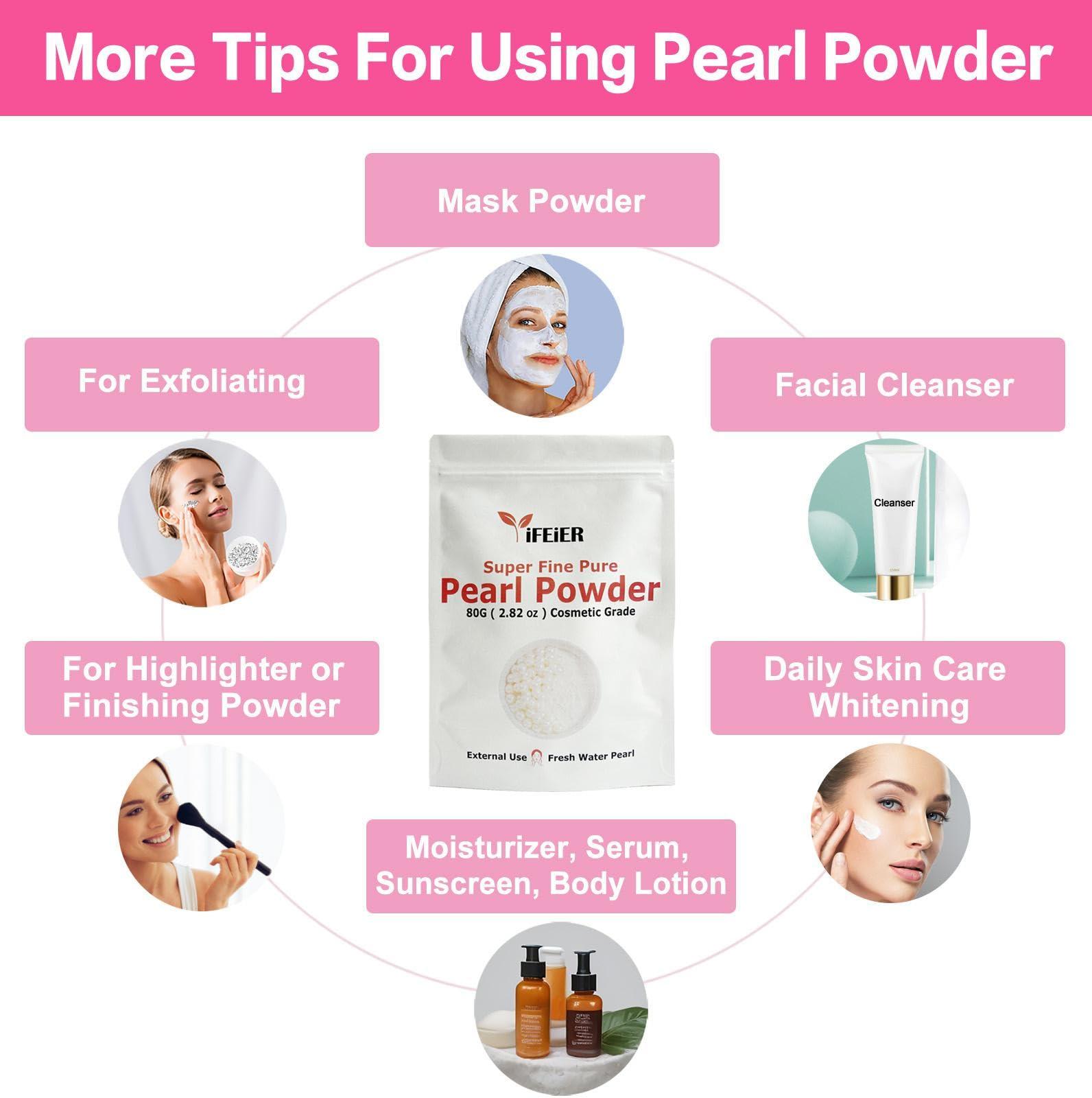 iFEiER iFEiER Pure Freshwater Pearl Powder for Skincare and Homemade Cosmetics Grade. 80g(2.82oz) SuperFine Pearl Powder for DIY lotions | creams | serums | making face mask, Natural and Oranic