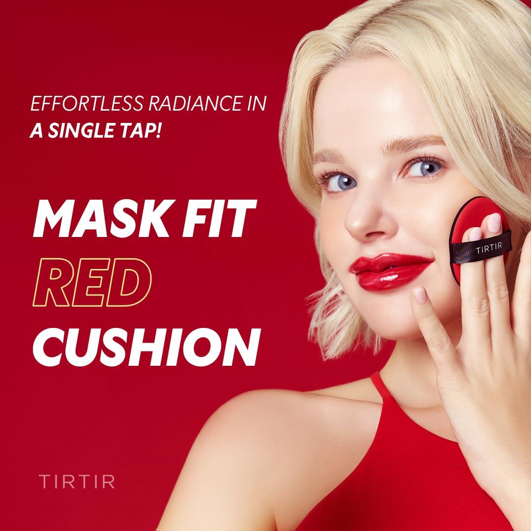 TIRTIR TIRTIR Mask Fit Red Cushion Foundation | Full coverage, Weighless, Skin fit, Satin Glow Finish, Korean cushion foundation (#21N Ivory, 0.63 Fl Oz (Pack of 1))