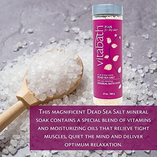 Vitabath Vitabath Plus for Dry Skin Mineral Bath Soak Reviving Muscle Recovery, Soreness, Tension Relaxing Dead Sea Salts & Skin Nourishing Botanical Oils for Women & Men - Cruelty-Free - 27 oz
