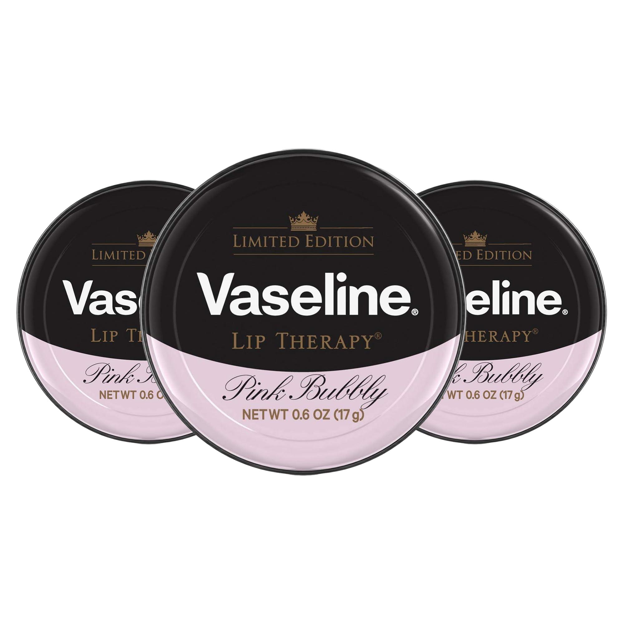 Vaseline Vaseline Lip Therapy Lip Balm, 3 Pack, Limited Edition Pink Bubbly, 0.6 oz