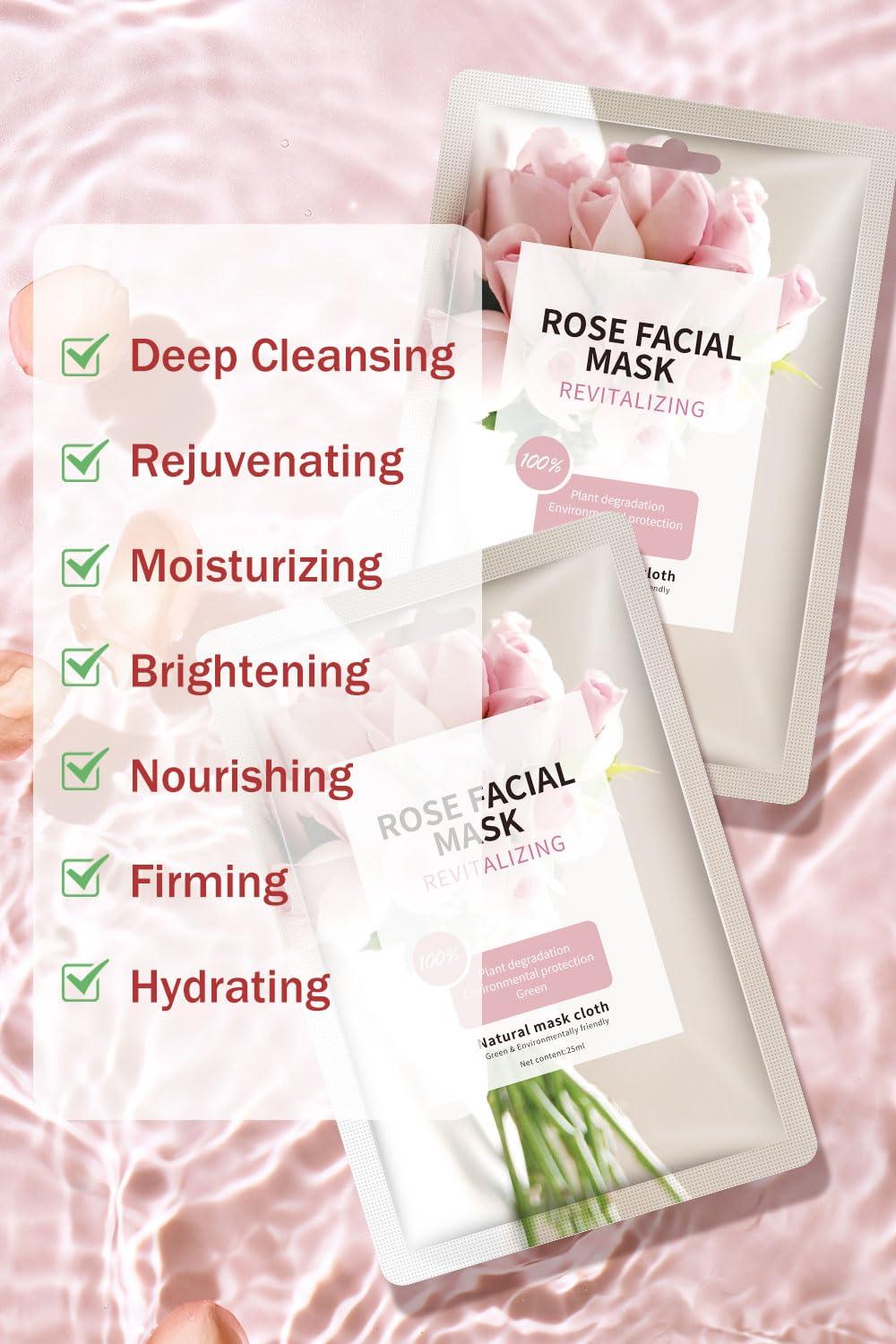 IREV Face Masks Skincare, Christmas Gifts for Women, Facial Masks for Women Skin Care, Beauty Rose Sheet Masks, Bulk Face Mask Skin Care, Beauty Masks Gifts, Hydrating Face Masks, Facial Masks 10 Sheets