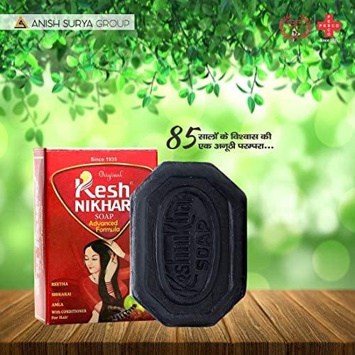 KESH NIKHAR SUPREME Kesh Nikhar Advanced Formula Soap Solid Shampoo Bar Natural Hair Care & Cleansing Soap - Amla, Reetha, Shikakai For Dandruff, with Coconut Oil Dry Hair & Scalp Size 100gm Each (PACK OF 10)