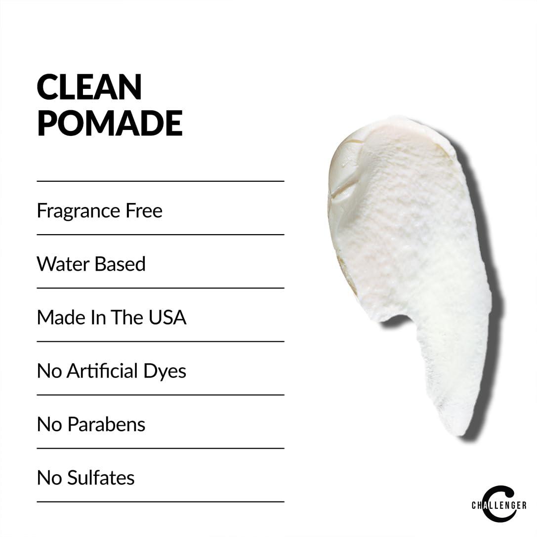 Challenger Challenger Fragrance Free Cream Pomade | Non-Comedogenic Styling Product | Unscented Hair Gel | Medium Firm Hold & Clean Ingredients | 1.5oz