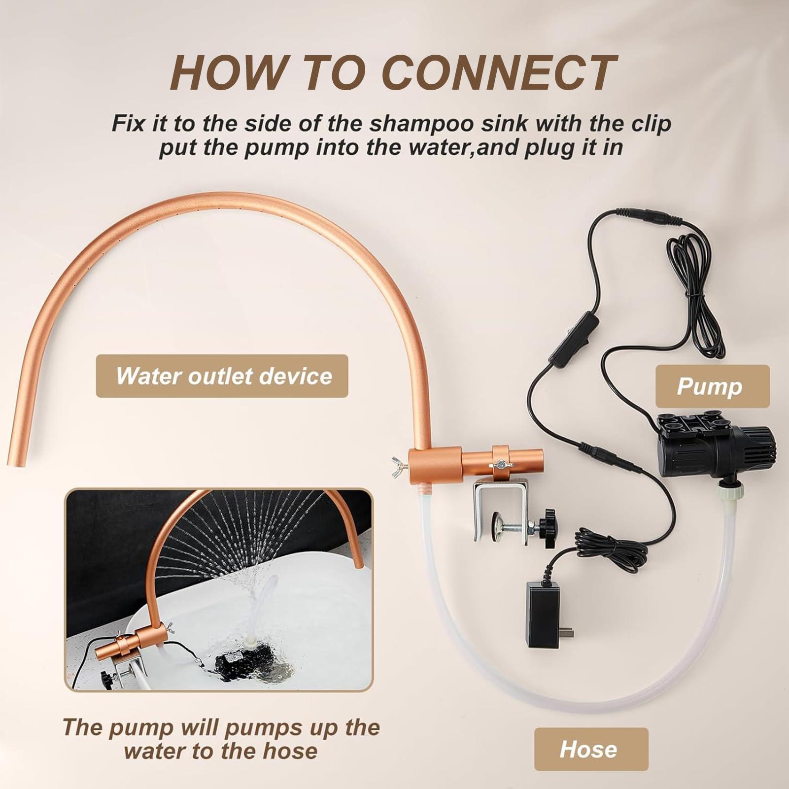 OUOQNUE OUOQNUE Water Circulation Rack, Portable Head Spa Equipment Frame Waterfall, 180Water Circulation Design, Head Spa Water Outlet, with Pump Salon Shower Head