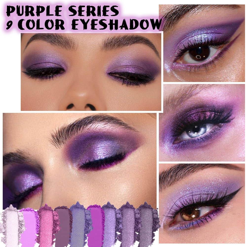 CAKAILA CAKAILA Purple and Pink Glitter Eyeshadow Palette Makeup,Lavender Mauve Light Pink Baked Eye Shadow Palette,Highly Pigmented Purple Makeup Pallet Long Lasting Waterproof Blendable Womens Eyeshadow