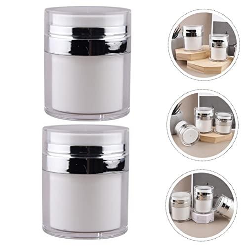 FOMIYES FOMIYES 4 Pcs Press Cream Jar airless Jars for Cosmetics airless Lotion Pump Bottle Pump Bottle Dispenser Pressing Type Bottle Cream Pump Dispenser jar pp Liquid Pump Acrylic Travel White