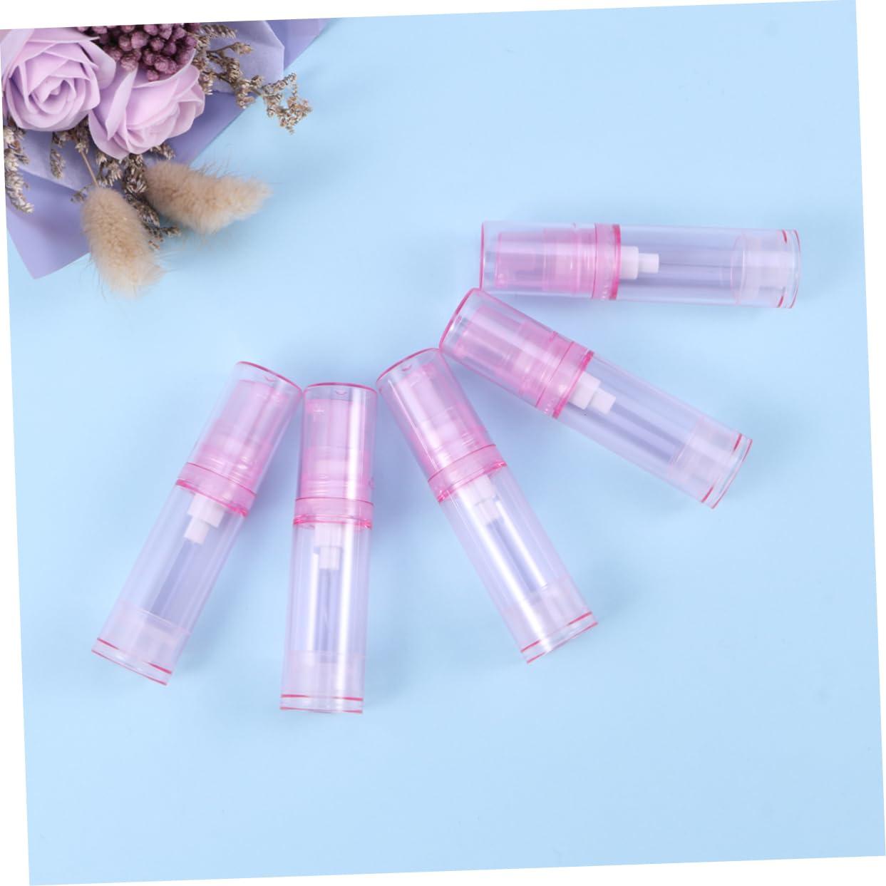 HONMEET HONMEET Vacuum Pump Bottle Set 4pcs 5ml Pink Lotion Travel Bottles Refillable Cream Jar Dispensers