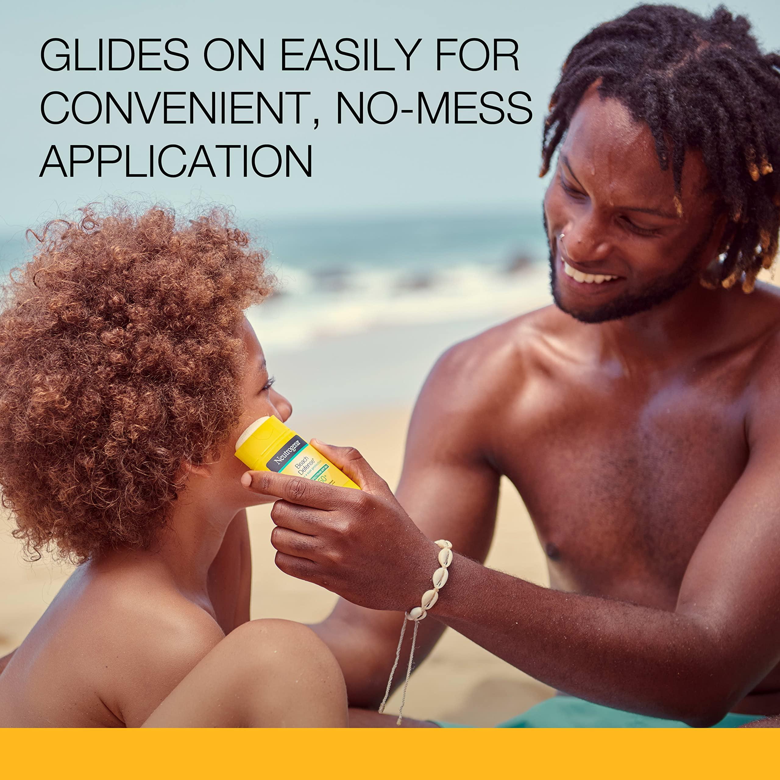 Neutrogena Neutrogena Beach Defense Water-Resistant SPF 50+ Sunscreen Stick, Broad Spectrum UVA/UVB Protection, PABA- & Oxybenzone-Free Face & Body Sunscreen Stick, Hands-Free Application, 1.5 oz