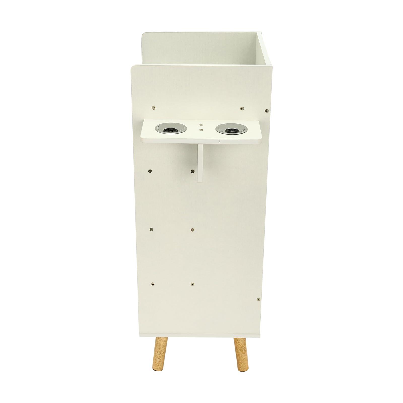 OUKANING 4 Layers Salon Storage Cabinet, Beauty Barber Salon Styling Station Organizer Equipment,Hair Stylist Station Set with 2 Hair Dryer Holders, 4 Drawers, Salon Storage Cabinet for Hair Stylist, White