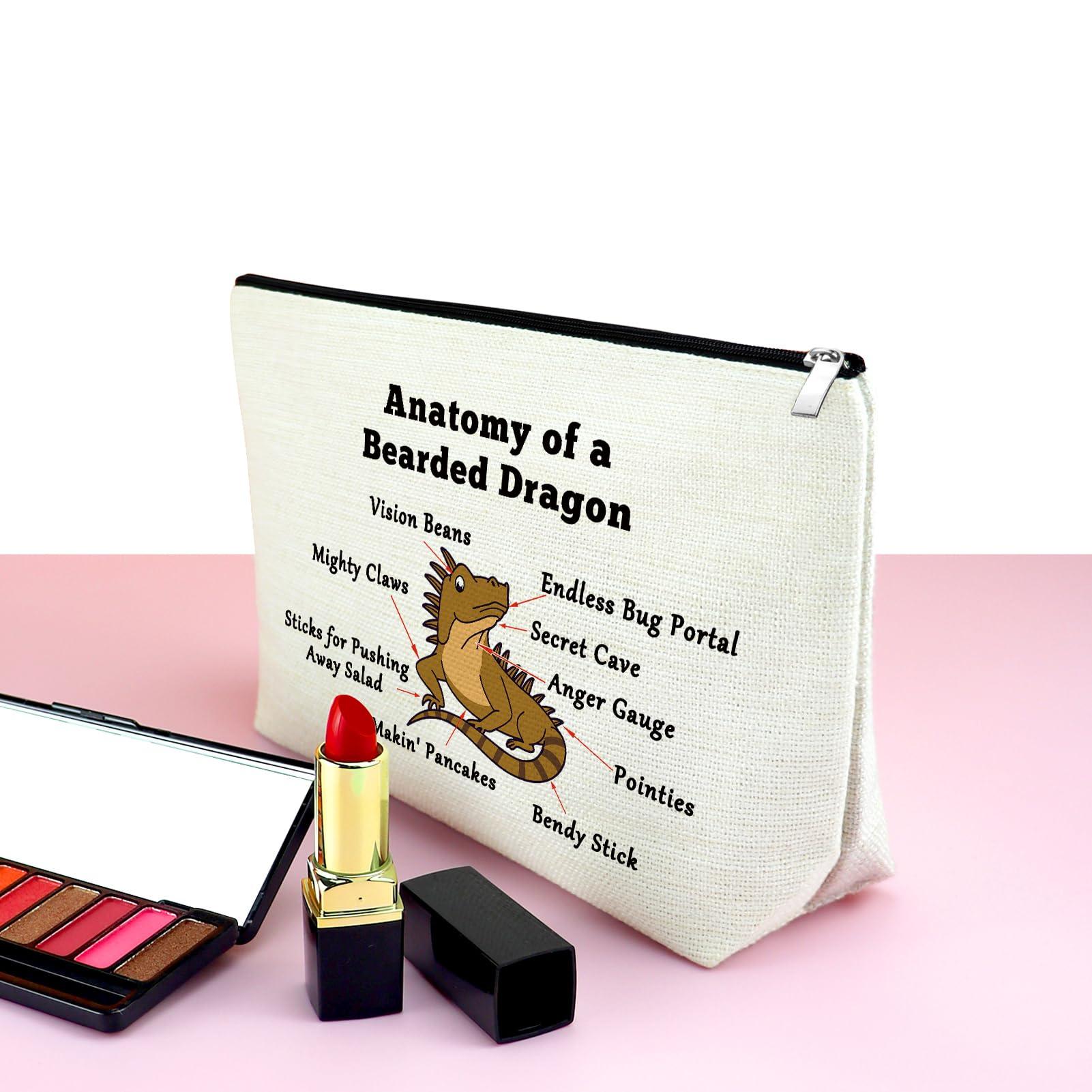 Mxrymvu Bearded Dragon Lover Gift Anatomy of A Bearded Dragon Makeup Bag Bearded Dragon owner Gift Bearded Dragon Themed Gift Cute Reptile Gift Lizard Lover Gift for Friends Birthday Zipper Travel Pouch