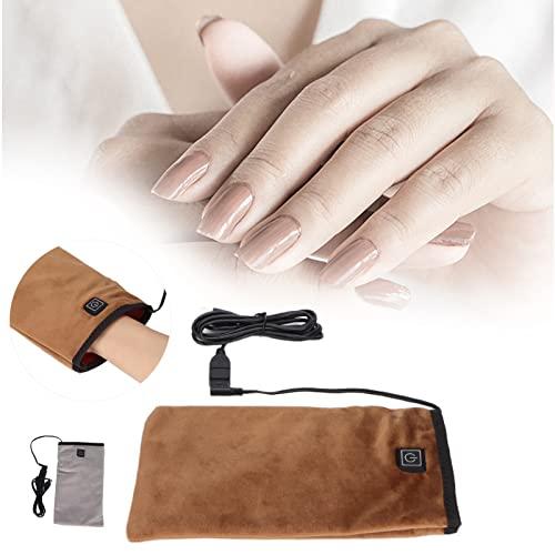 Tiiyee Electric Warming Mitts, Heated Beauty Hand Mittens USB 3 Settings Electric Warming Mitts Electric Heated Mittens Gloves for Hand Nail Art Manicure (Brown)
