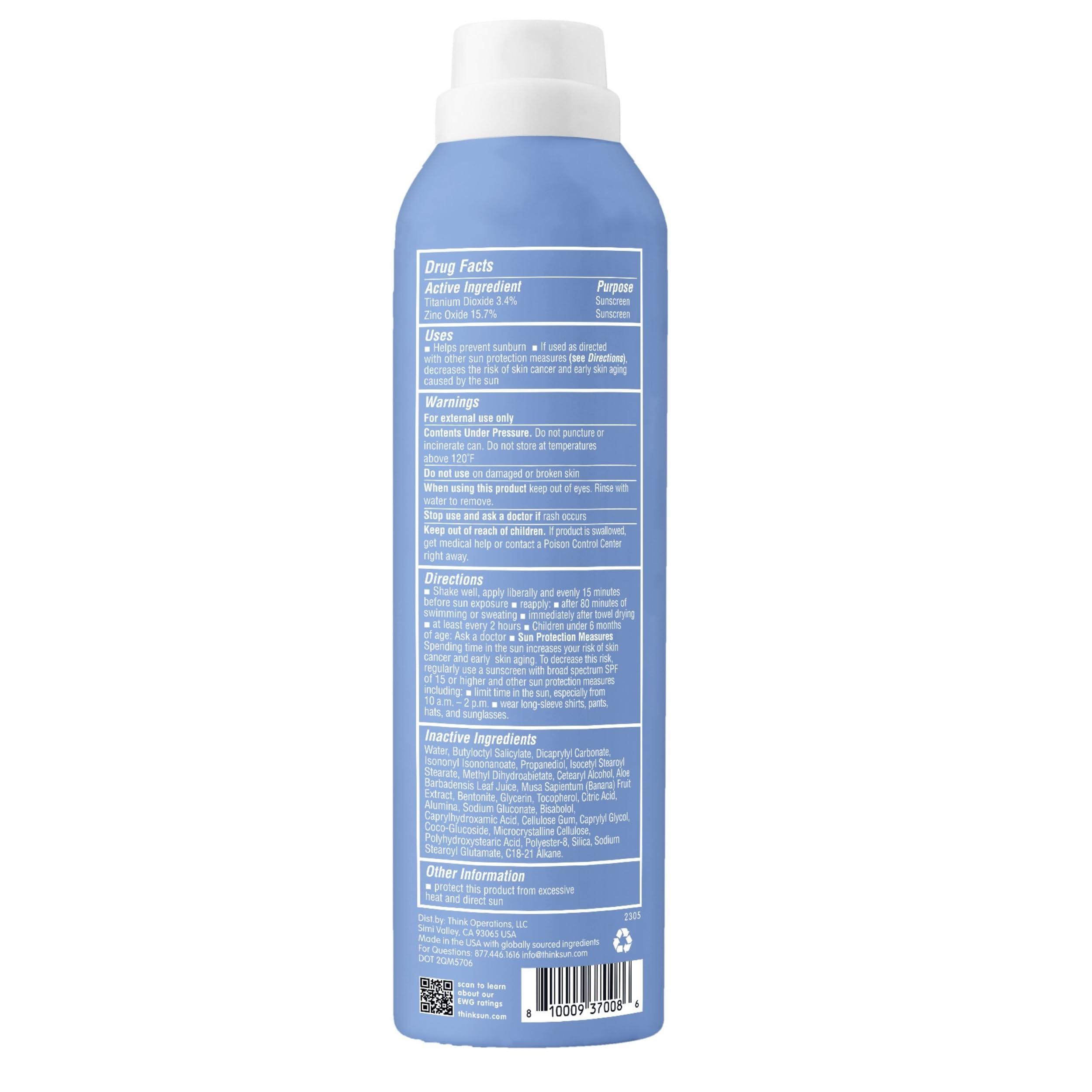 Thinksport Thinksport Spray Sunscreen, All Sheer SPF 50 Zinc Oxide Mineral Sunscreen, 6 Fl Oz, Natural, Water Resistant, Reef Safe, Broad Spectrum UVA/UVB Sun Block for Sun Protection, Vegan
