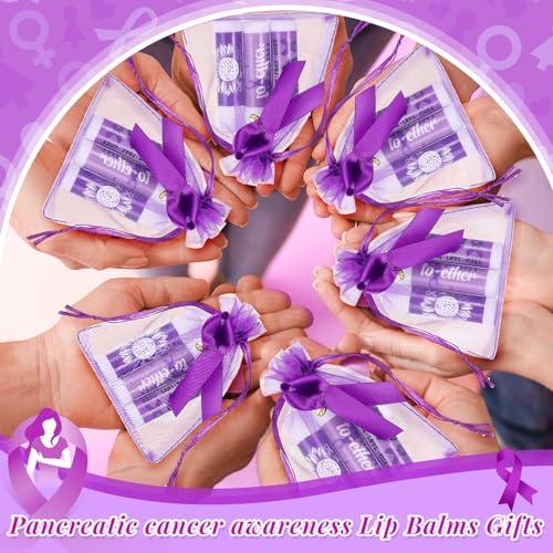 Linyuthia Linyuthia 50 Set Purple Ribbon Awareness Lip Balms Gifts 50 Organza Bags 50 Purple Awareness Ribbon Pins Raise Awareness for Domestic Violence Pancreatic Cancer Lupus Alzheimer\'s Overdose Awareness
