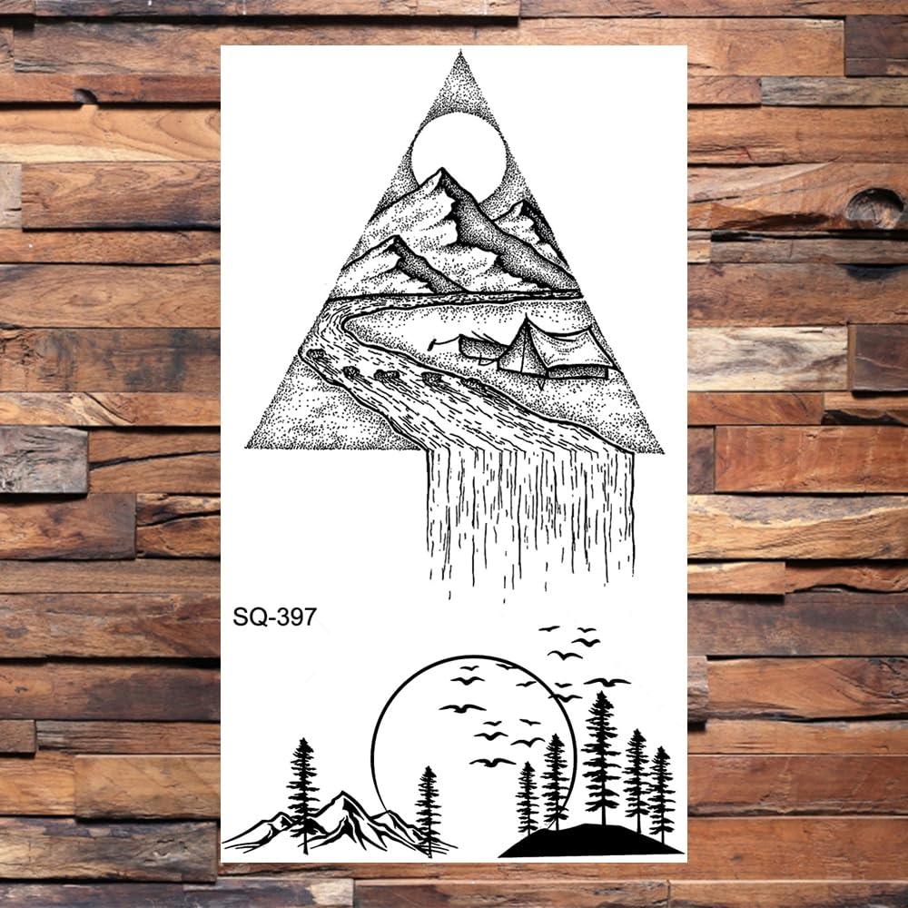 TTHUONG THATHU Whale Forest Temporary Tattoos For Adults Men Realistic Mountains, Rivers, Waves And Stars Tattoo Stickers Arm Body Tatoos