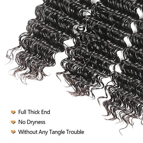 RECIFEYA Brazilian Hair Deep Wave Bundles 100% Unprocessed Virgin Brazilian Human Hair Bundles Deep Curly Hair Extensions Natural Color (22 24 26 28)