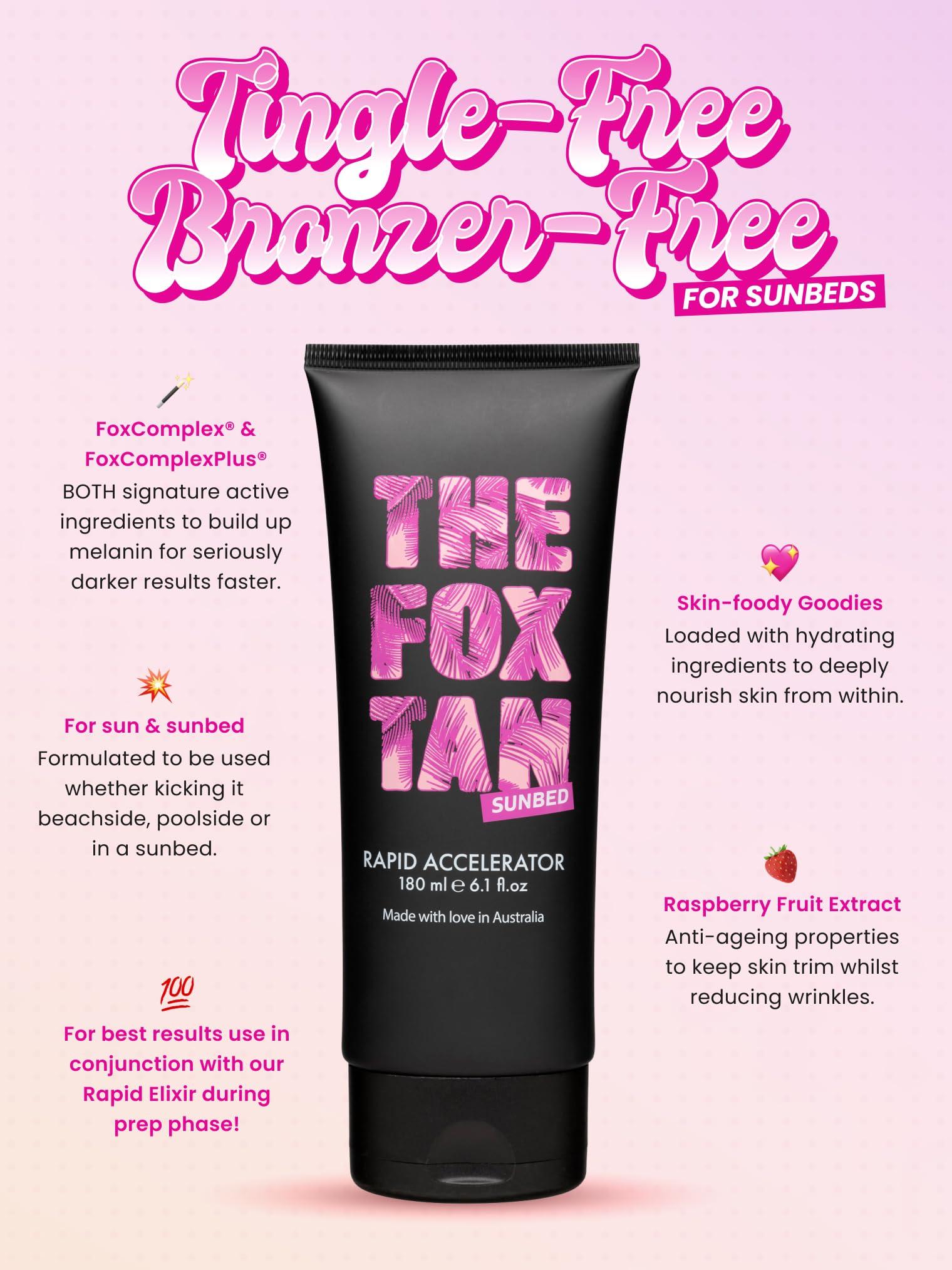THE FOX TAN The Fox Tan Rapid Accelerator, Accelerator Lotion For Sunbed Tanning, Creates Darker, Faster & Long-Lasting Tans, Vegan & Cruelty-Free, 180mL