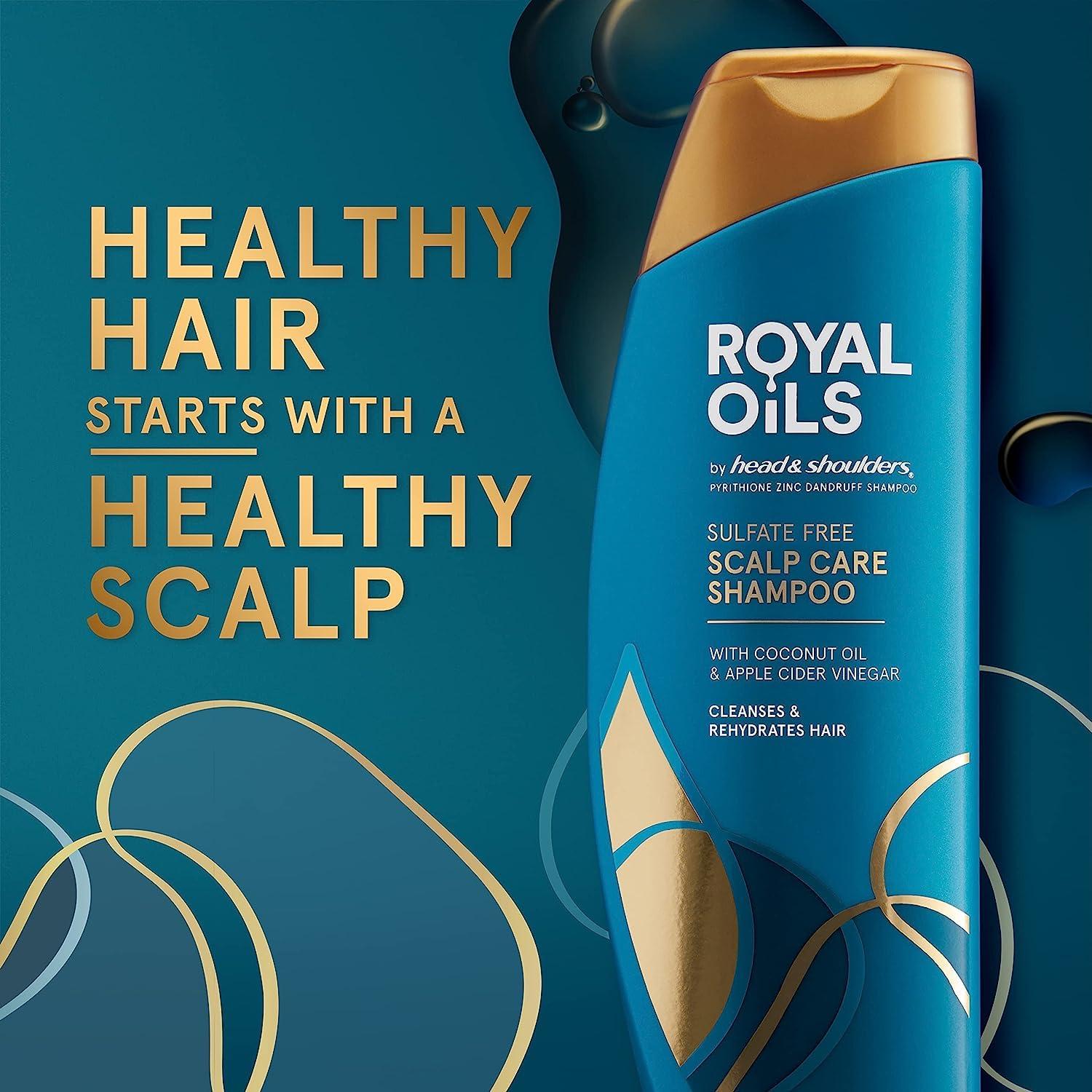 Head & Shoulders Head & Shoulders Royal Oils Moisturizing Shampoo, Anti Dandruff Treatment for Natural, Curly, and Coily Hair, with Coconut Oil and Apple Cider Vinegar, Sulfate, Paraben & Dye-Free, 12.8 Fl Oz