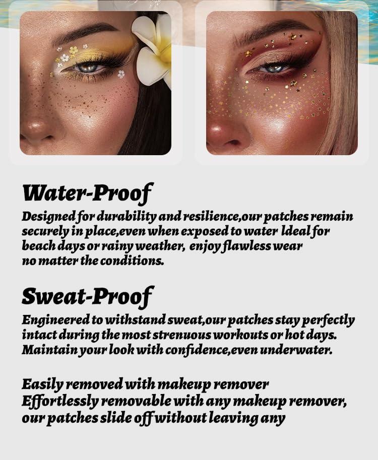 NinthAvenue Basics 4Pcs - Face Tattoo Stickers Metal Temporary Tattoo Waterproof Face Gemstone Ladies Girls Masquerade Party Glitter Design Gold Tattoo Gift for Women Girls Birthday Holiday Party Supplies