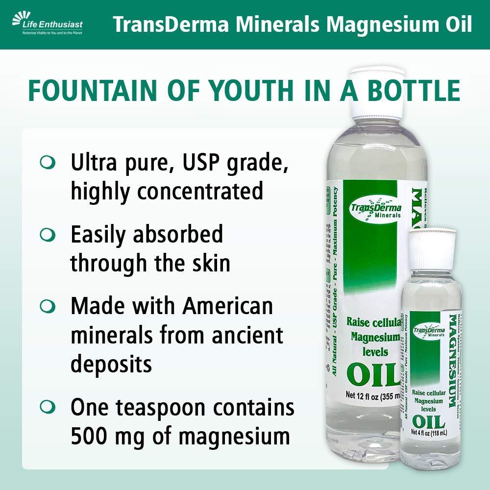 Transderma Minerals Transdermal Magnesium Oil - Pure Liquid Magnesium Chloride Hexahydrate, Made with Ancient Minerals Magnesium, Fast Absorbing Through The Skin