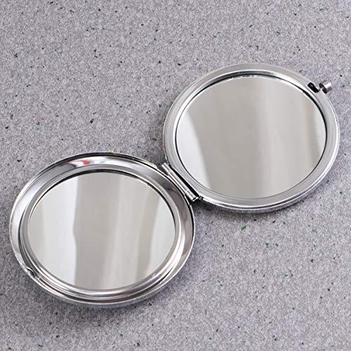 LALAFINA LALAFINA 1pc Bling Compact Mirror Pocket Rhinestone Makeup Mirror Double-Sided Cosmetic Mirror Round Folding Mirror for Women Travel Daily Use, White
