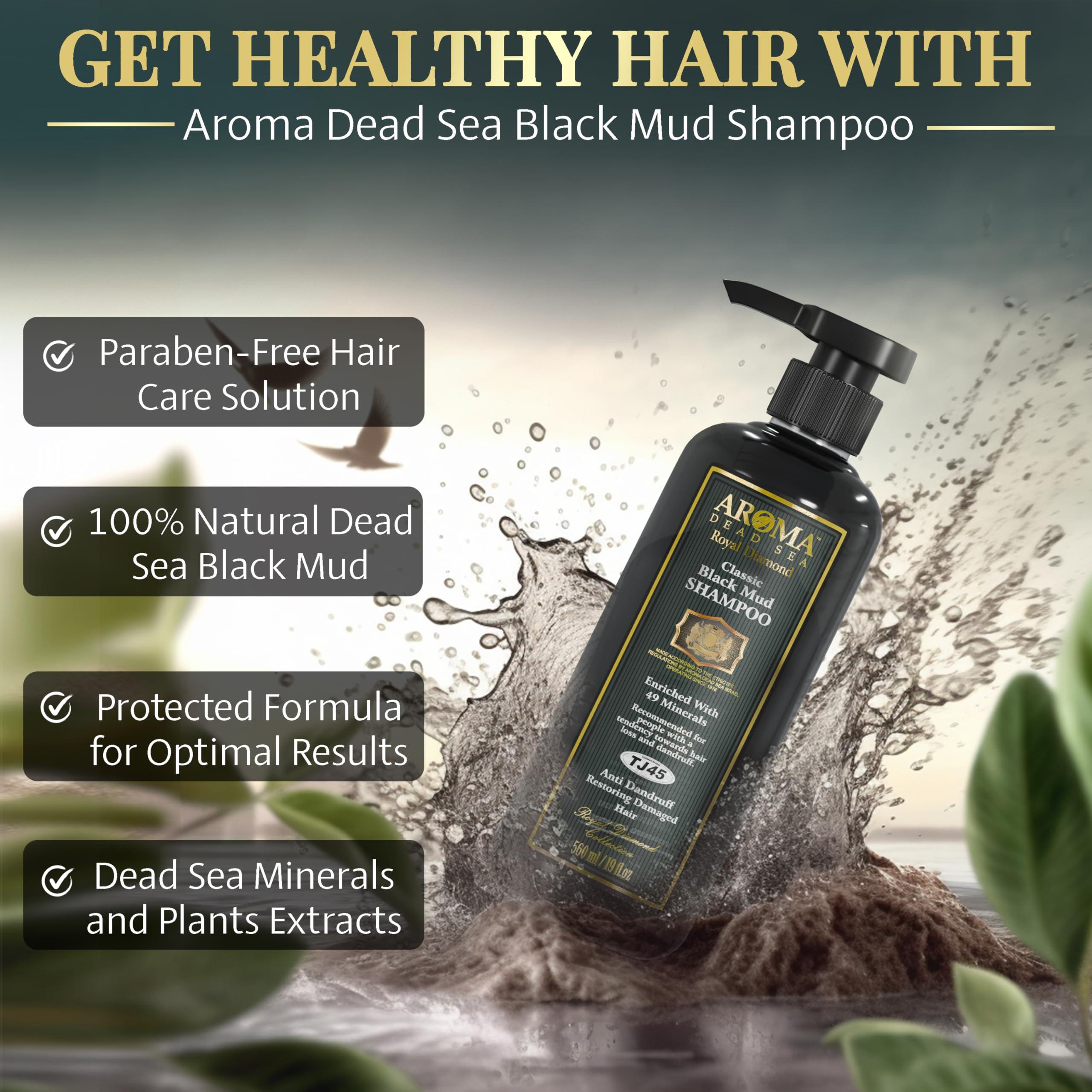 AROMA DEAD SEA AROMA DEAD SEA Classic Black Mud Shampoo, Fights Dandruff, Thinning Hair, Weak Roots, & Itchy Scalp. Prevents Hair Loss & Encourages Hair Growth. Ideal for Damaged & weak Hair. (19 fl.oz)