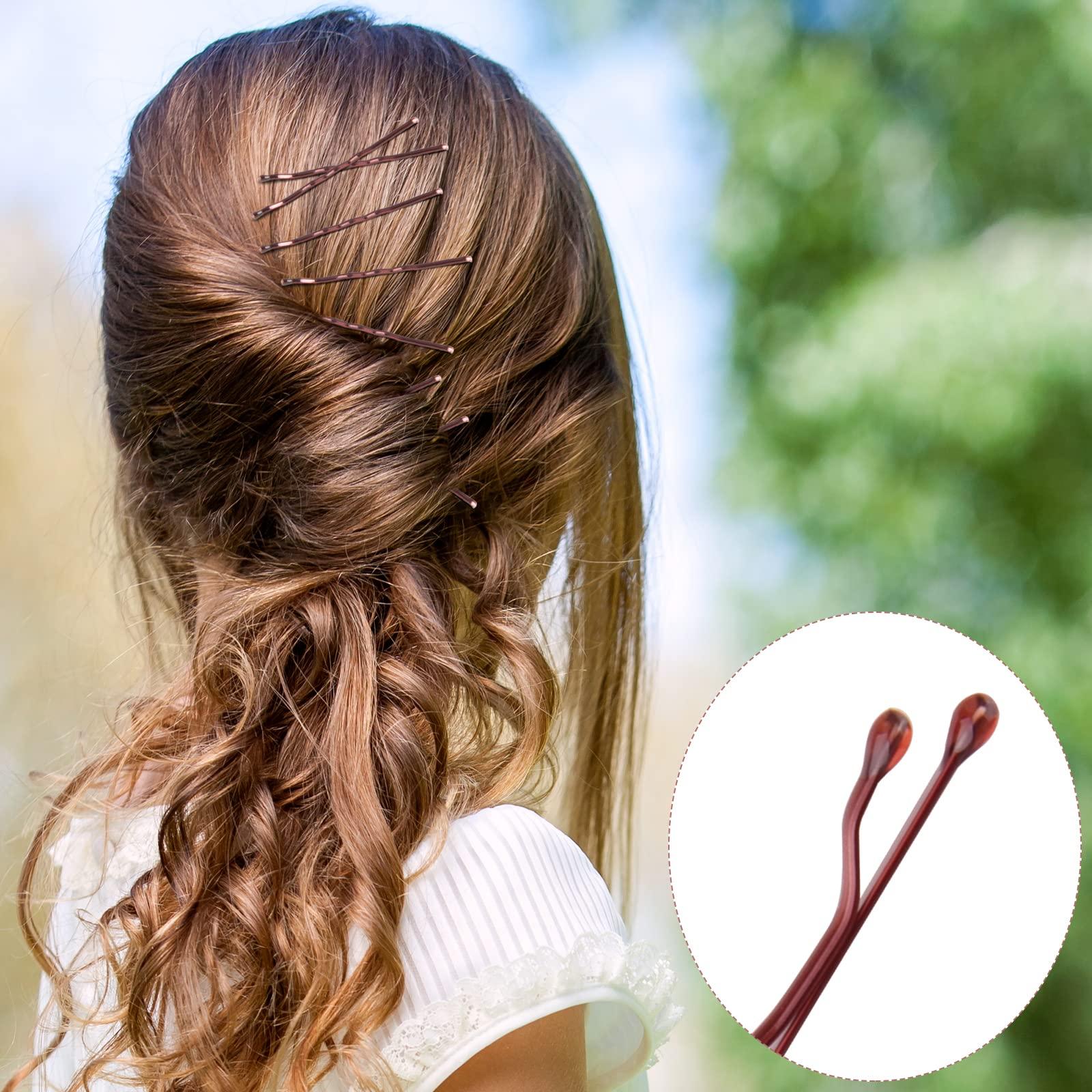 MIAHART MIAHART 200 Pcs Hair Pins Brown Bobby Pins for Hair 2 Inches Hairclips for Girls Women Salon Hairdressing Hair Accessories