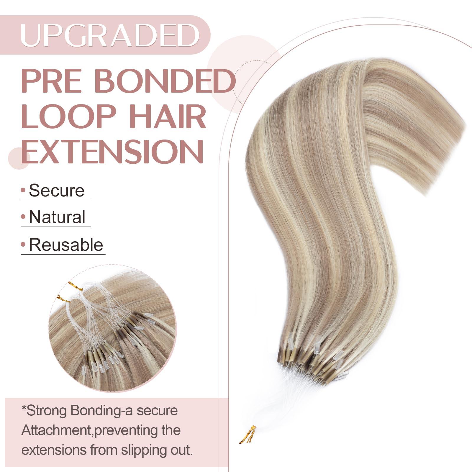 SEGO SEGO U Tip Hair Extensions Human Hair, Keratin Bonded & Loop Hair Extensions, K Tip Hot Fusion for Silky Straight Highlights, 1g per Strand, 50 Strands/50g, 18\" Ash Blonde Mix Bleach Blonde