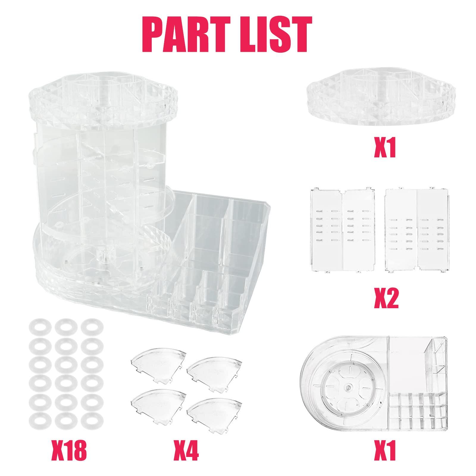 Fizocosisto Rotating Makeup Organizer 360 Degree Makeup Holder Large Capacity Adjustable Cosmetic Storage Stand Space Saving Makeup Display Box for Makeup Lipsticks Dresser Bedroom Bathroom US