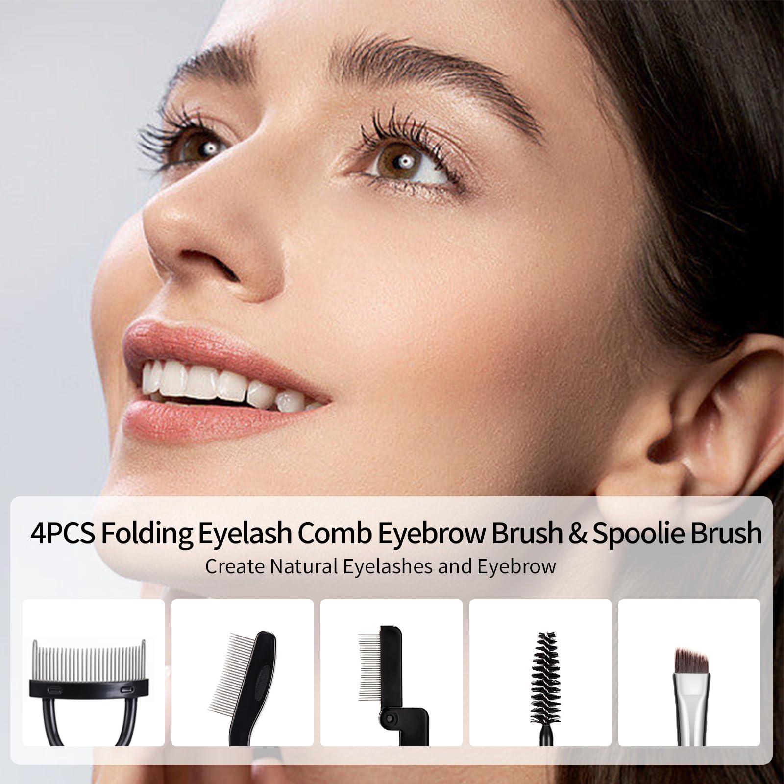 MSQ MSQ Eyebrow Brush and Comb Folding Eyelash Brush Eyelash Separator Eye Brow Comb & Spoolie Brush Professional Mascara Brushes Eye Makeup Tools Set 4PCS
