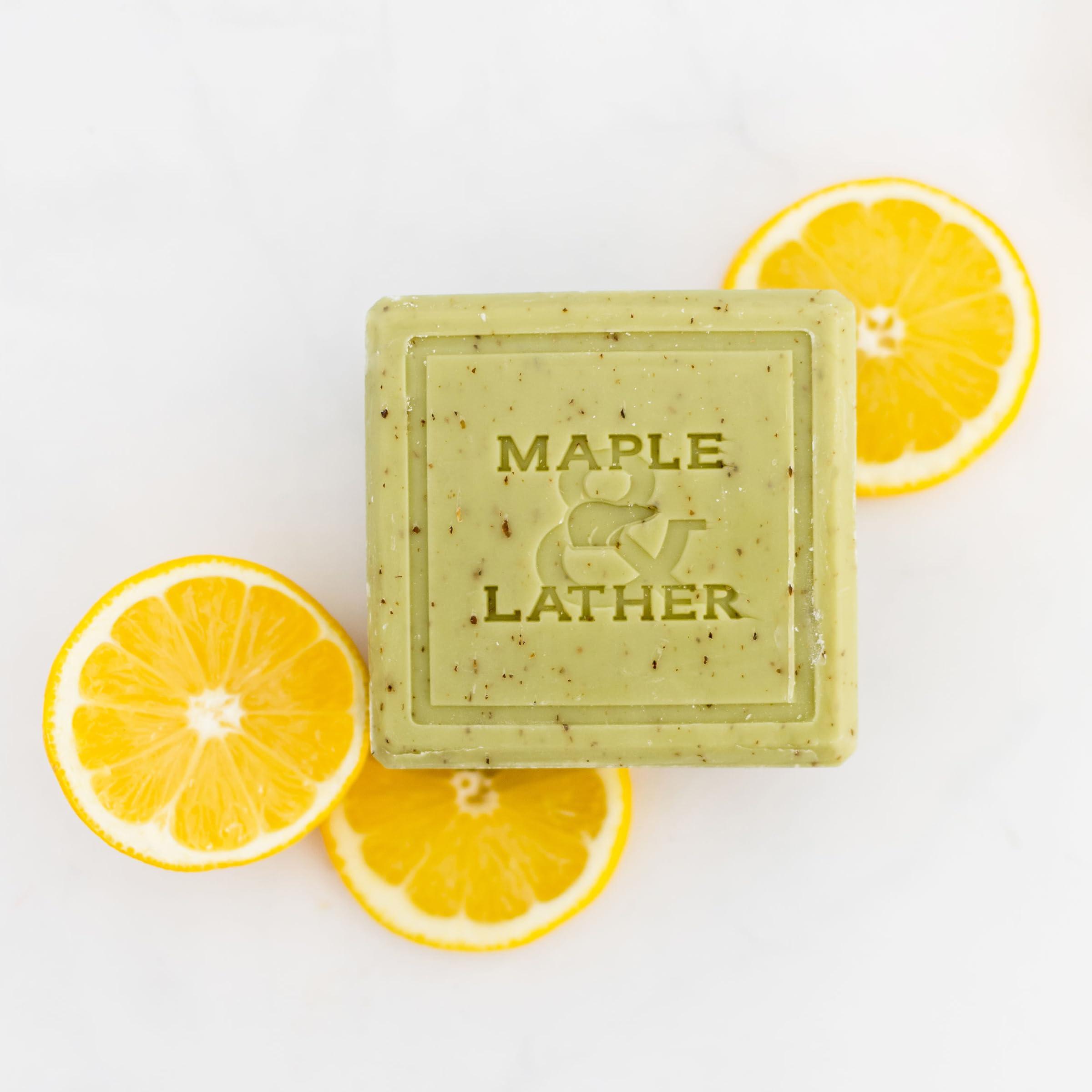 Maple and Lather Maple & Lather Triple Milled Bar Soap with Shea Butter, Lemon Verbena Scent, Long-Lasting, Exfoliating, Moisturing, Sustainably Sourced, 209g - Made in Provence, France
