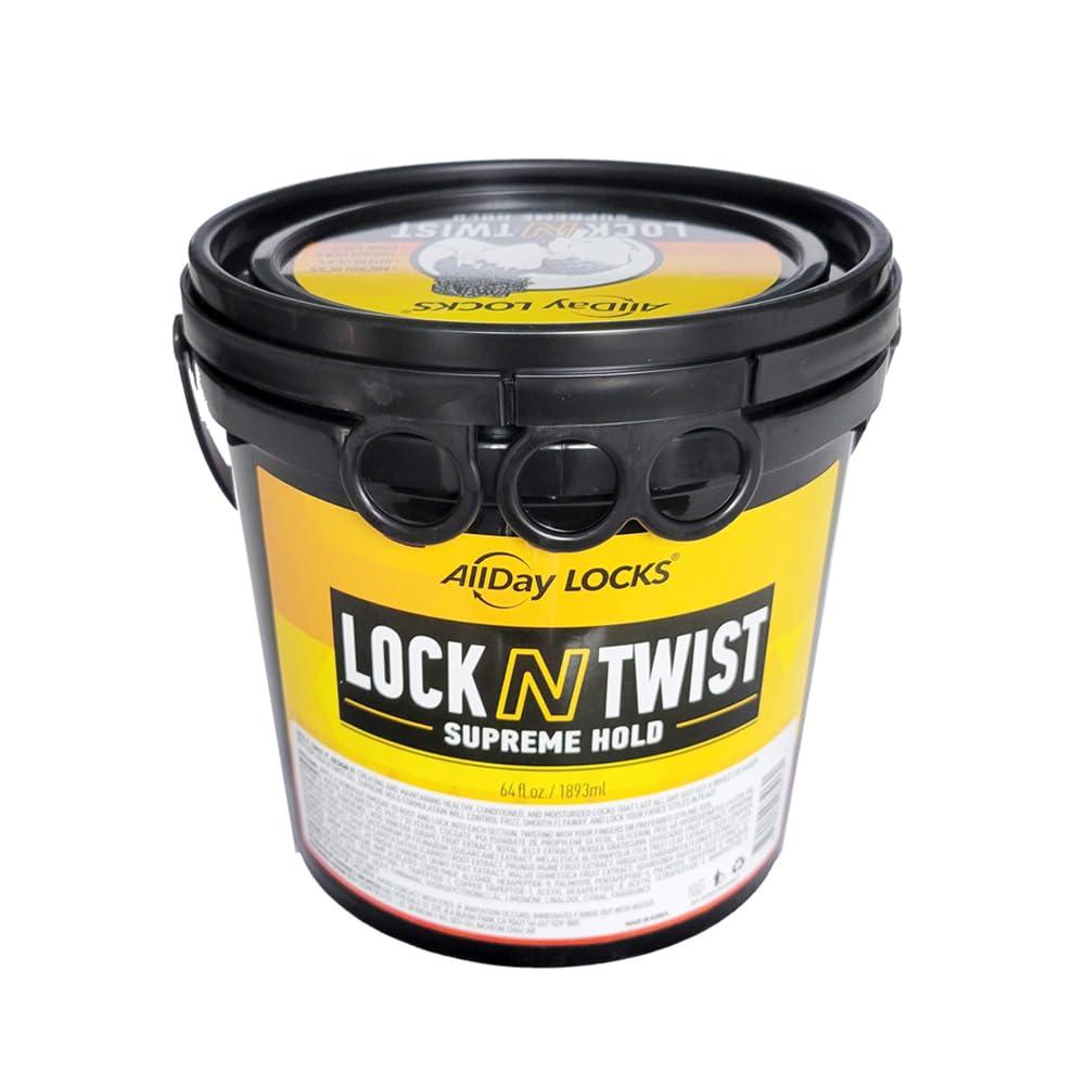 Hairobics Unimited LLC AllDay Locks Lock N Twist, Locking Gel, Retwists Locks, Supreme Hold, Smooths & Tames Frizz, Flake-Free, Soft Finish, 64oz Bucket