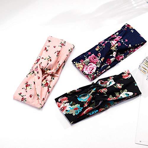 Catery Catery Boho Headbands Criss Cross Headband Headpiece Bohemia Floal Twist Head Wrap Hair Band Vintage Stylish Elastic Turban Fabric Hairbands Fashion Hair Accessories for Women(Pack of 3) (Noble)