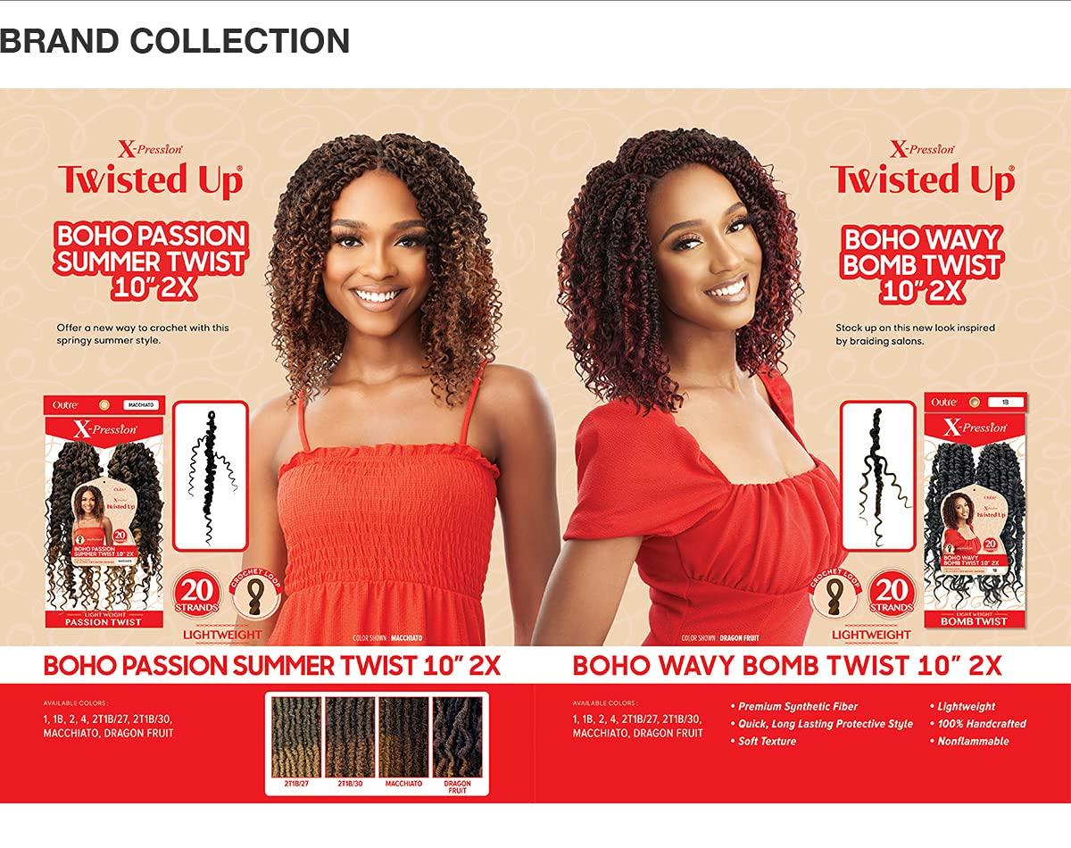 XPRESSION XPRESSION Outre Crochet Braids X-Pression Twisted Up 2X Boho Wavy Bomb Twist 10inch (5-pack, DRAFRU)