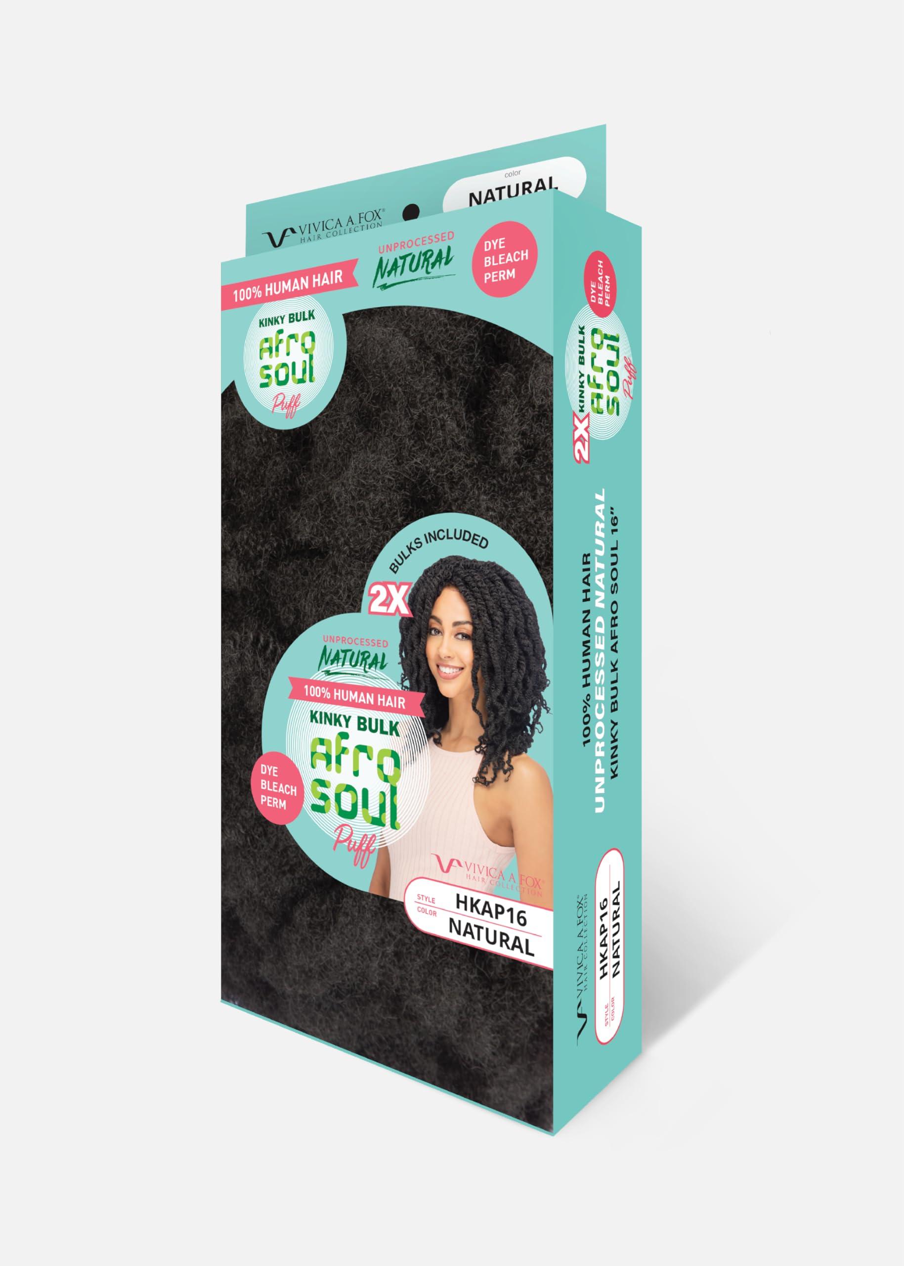 Vivica A Fox Hair Vivica A. Fox HKAP, Human Hair Afro Puff Curl Kinky Bulk Extension, Perfect for Dreadlock Repair, Braiding, Twist/Tight Styles, 1-Pack, 30 Grams, Color Natural