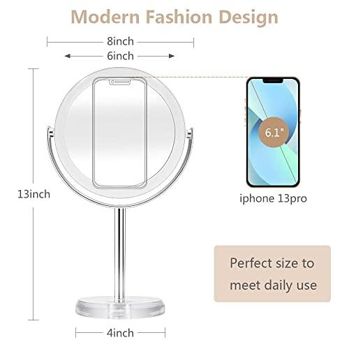 Cheftick Cheftick Double Sided 1X & 10X Magnifying Makeup Mirror, Tabletop Magnified Vanity Mirror with 360 Degree Swivel for Bathroom or Bedroom, Transparent
