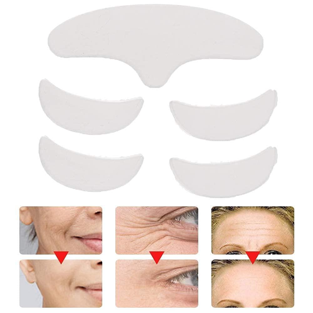 TMISHION 5Pcs Anti Wrinkle Silicone Patch, Various Shapes Reusable Washable Forehead Eye Face Anti Aging Patch for Prevent and Eliminate Wrinkles Fine Lines Skin Liftin
