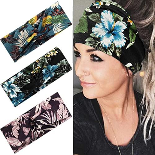 Catery Catery Boho Headbands Criss Cross Headband Headpiece Bohemia Floal Twist Head Wrap Hair Band Vintage Stylish Elastic Turban Fabric Hairbands Fashion Hair Accessories for Women(Pack of 3) (Fashion)