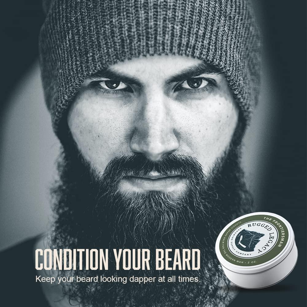Rugged Legacy Grooming Supply Company Rugged Legacy - Beard Balm, The Frontiersman 2oz Beard Balm for Men, Woodsy Scented Beard Balm with Notes of Molasses, Beard Balm Made with Natural Oils that Enrich Your Entire Beard - Roots To End
