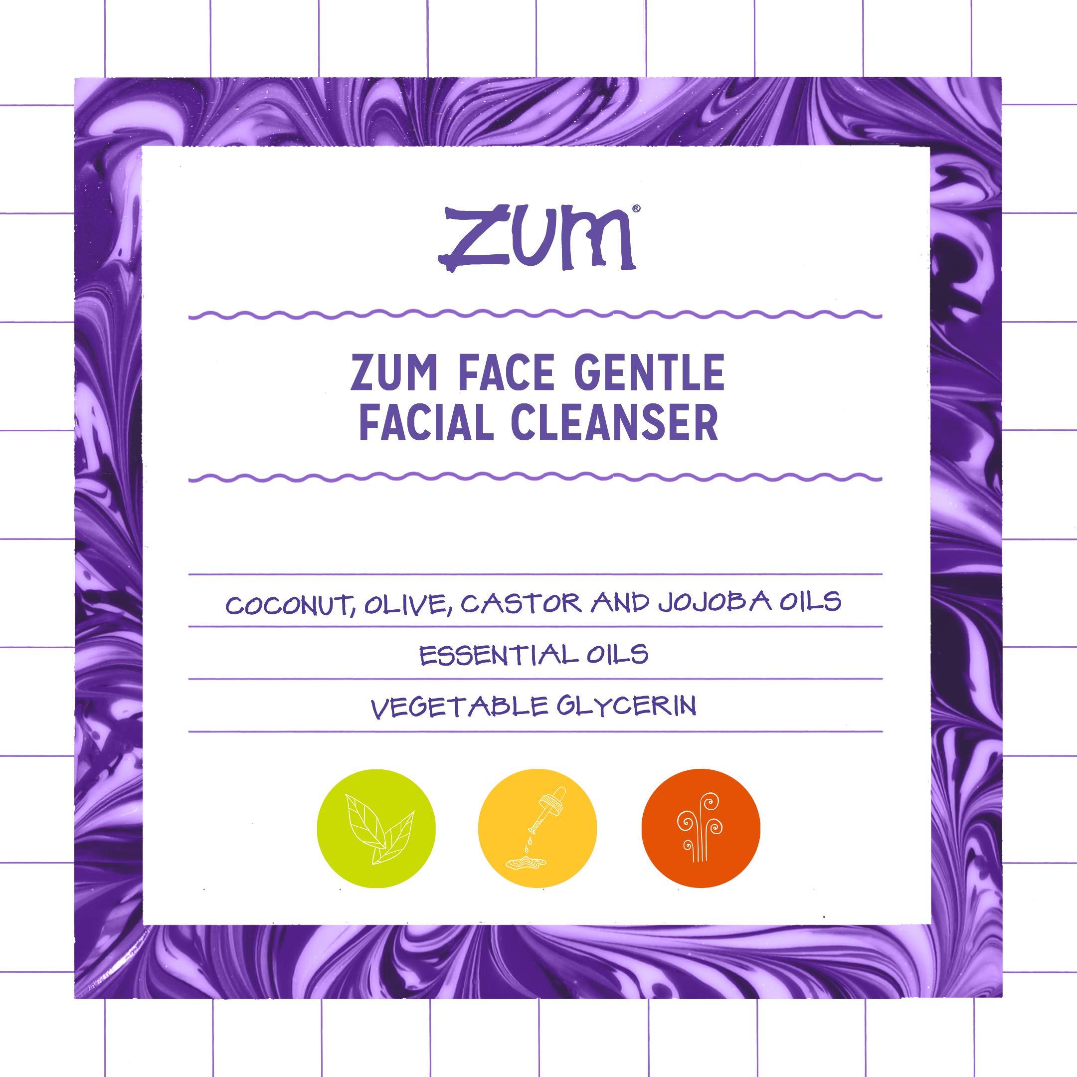 Indigo Wild Indigo Wild Zum Face Gentle Facial Cleanser - Natural Skincare Product - Moisturizing Face Care with Coconut Oil, Olive Oil & Jojoba Oil - Lemon & Geranium Scent - 8 fl oz
