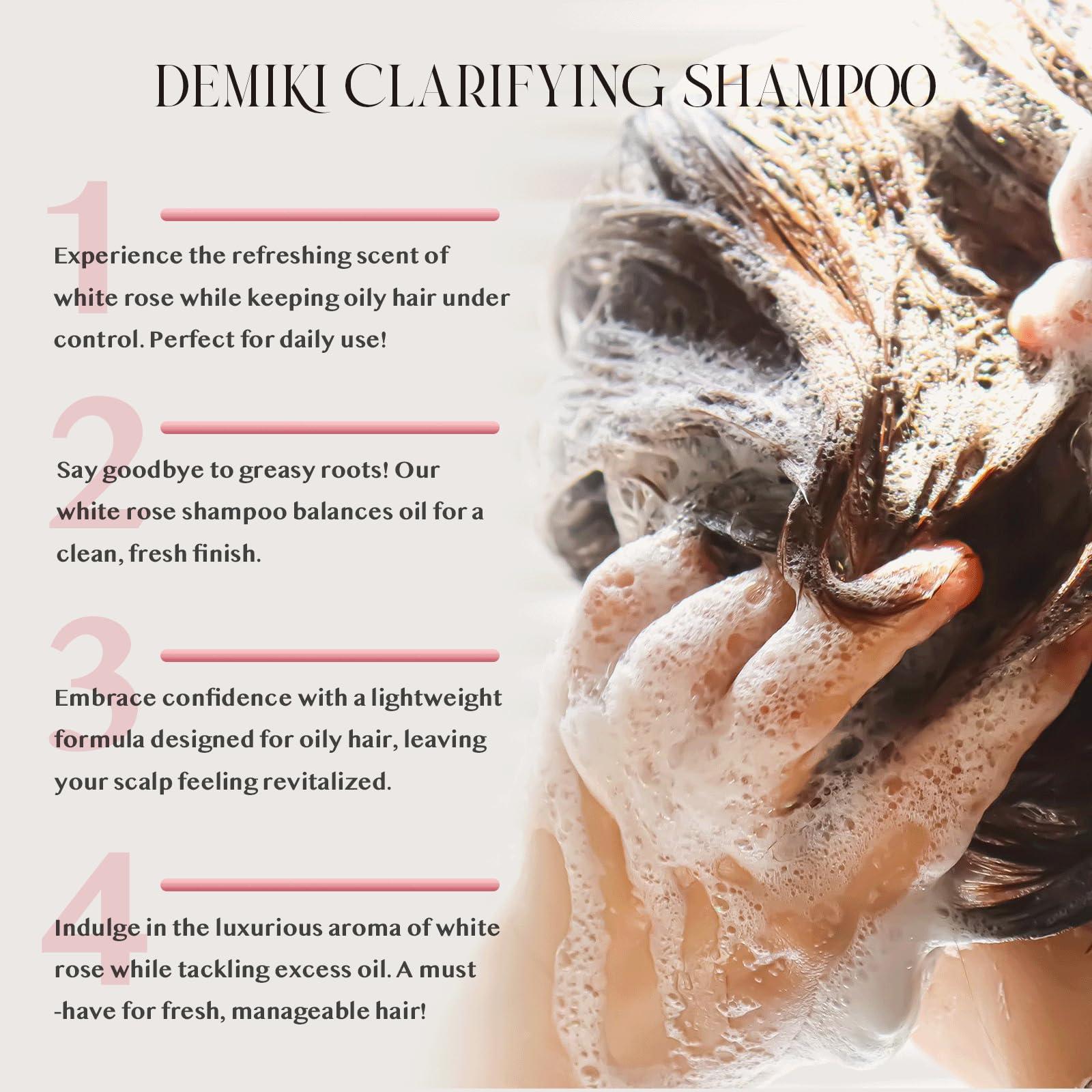 DEMIKI DEMIKI Japanese Shampoo for Women | Anti Dandruff Shampoo Sulfate Free for Oily Hair | Dye & Paraben Free | Organic Rose Scent | Clarifying, Moisturizing, Refreshing Natural Hair Care,16oz