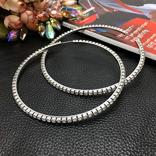 Doubnine Doubnine Large Earrings Crystal Hoop Rhinestone Silver Dangle Women Party Accessories