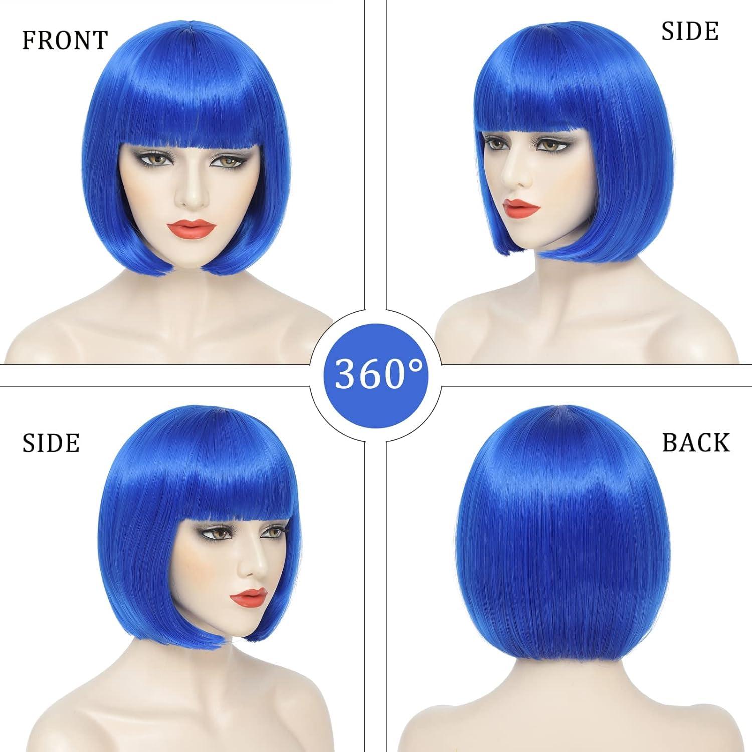 DOPI DOPI Economy Blue Bob Halloween Costume Wig, for Adult