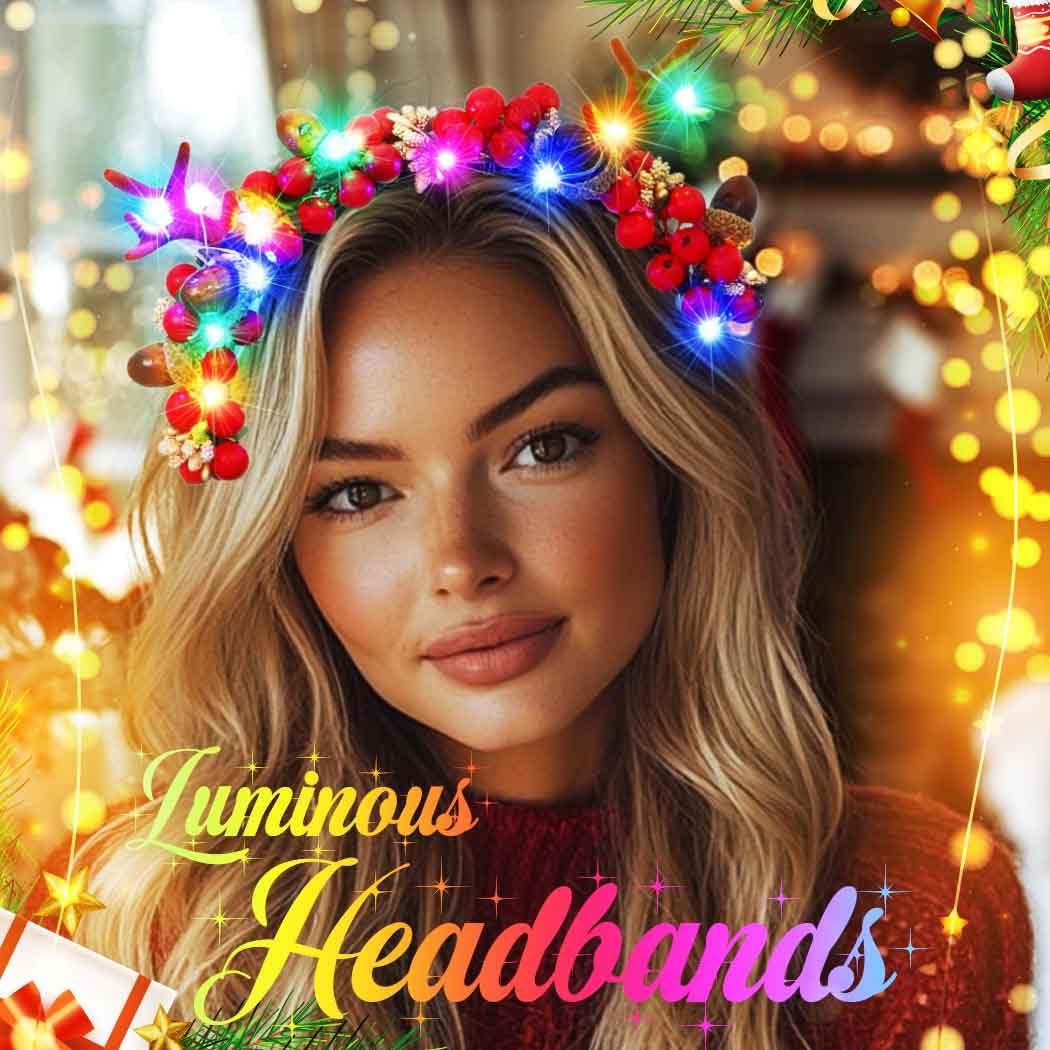 Catery Catery Christmas Headbands Light Up Xmas Headwear Berry Holiday Hair Accessories for Women