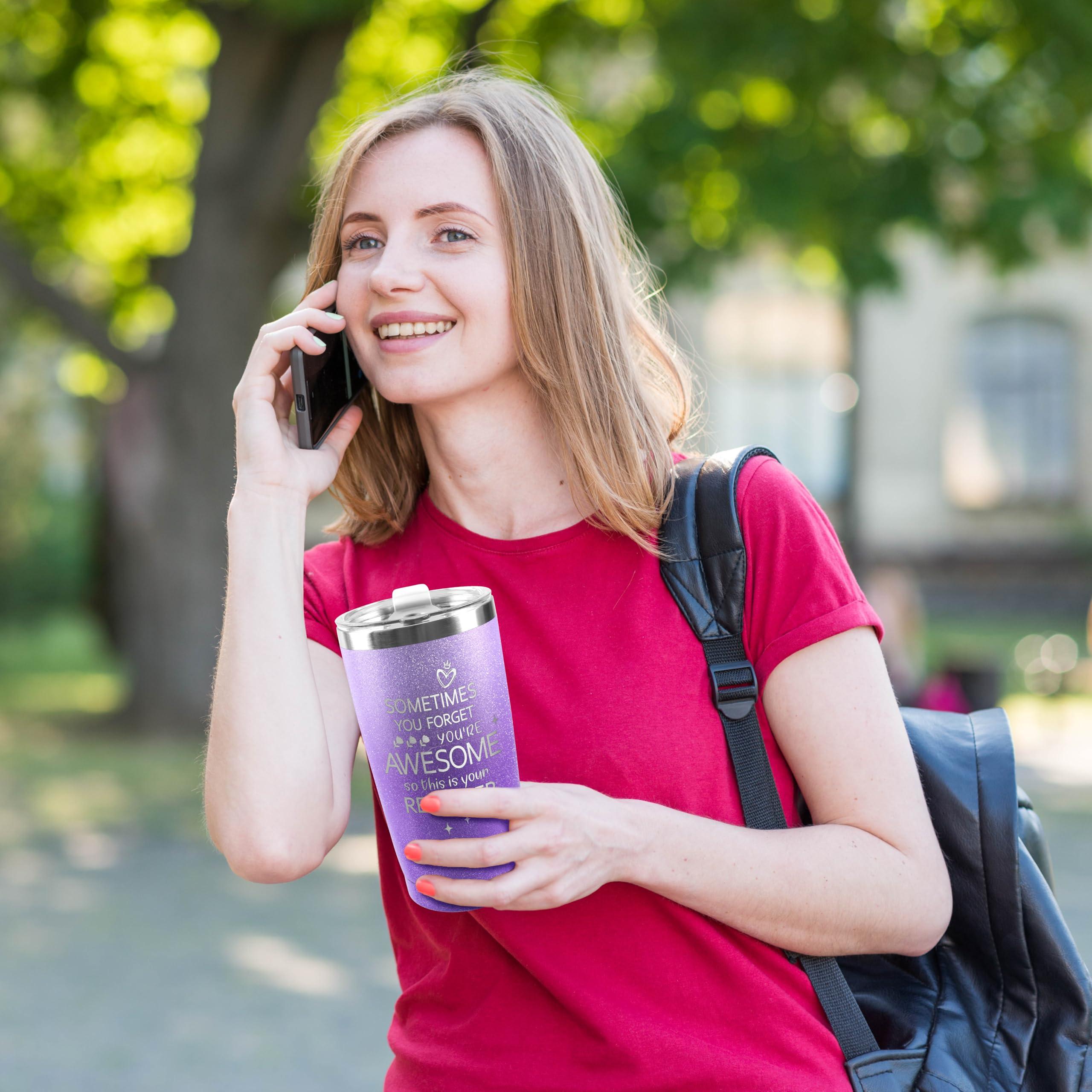 CUPLOOV Graduation Birthday Gift for Women Girls Mom- Unique Relaxing Spa Basket Gift Wine Tumbler Set for Her Wife Girlfriend Sister Friends Mothers Self Care 2025 Grad Presents, Purple