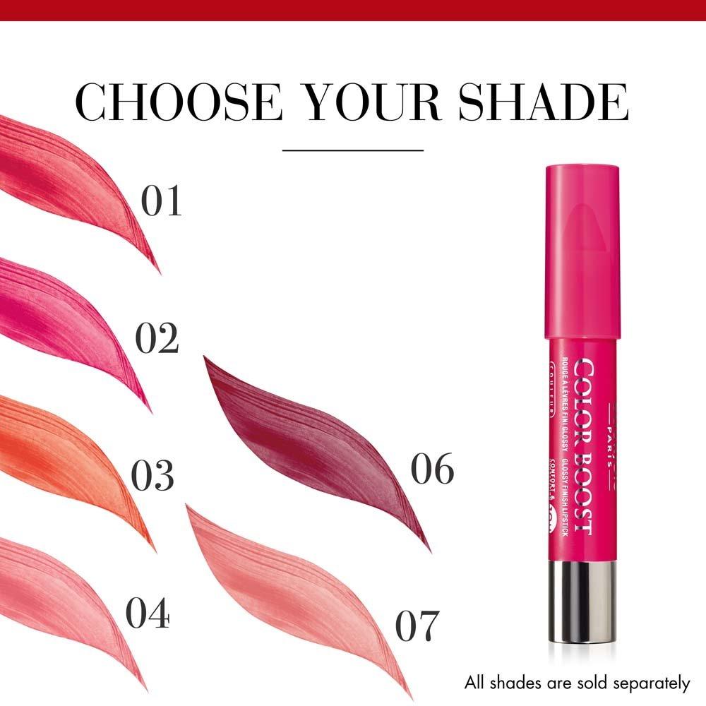 Bourjois Bourjois Color Boost Lip Stick Crayon SPF 15 Waterproof for Women, # 02 Fuchsia Libre, 0.1 Ounce