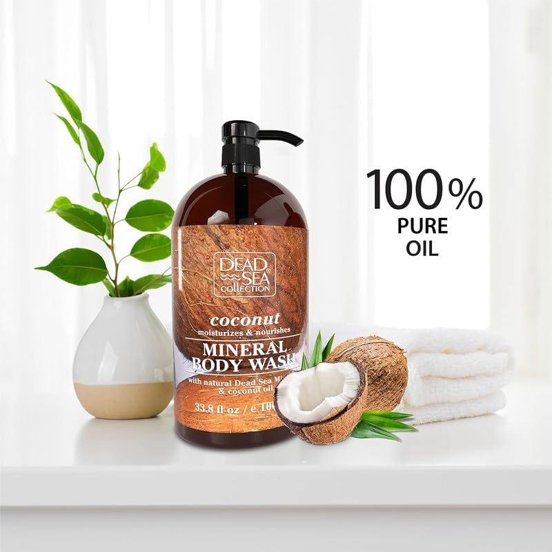 Dead Sea Collection Dead Sea Collection Coconut Body Wash for Women and Men - with Pure Dead Sea Minerals and Coconut Oil - Cleanses and Moisturizes Skin - Pack of 2 (67.6 fl. oz)